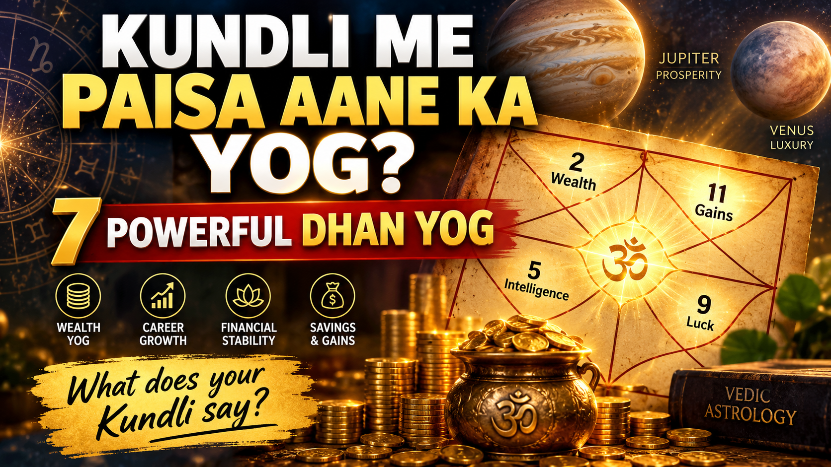 💰 Kundli Mein Paisa Aane Ke Yog Kaise Dekhein? 7 Powerful Dhan Yog